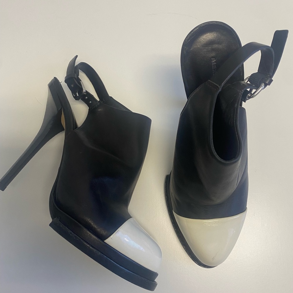 Alexander Wang black white toe cap slingback heels size 37
